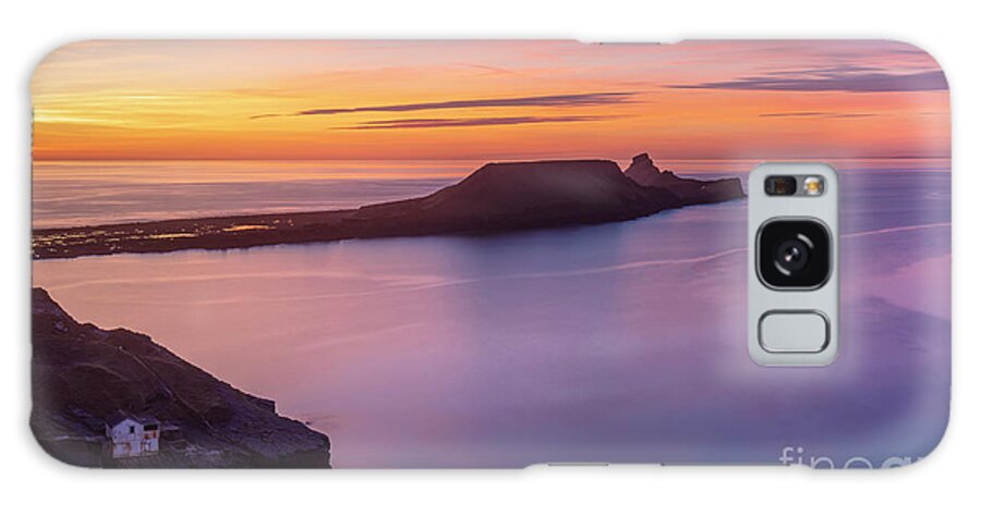 Rhossili Sunset Galaxy Case featuring the photograph Worms Head Sunset, Rhossili, Gower coast, Wales by Neale And Judith Clark