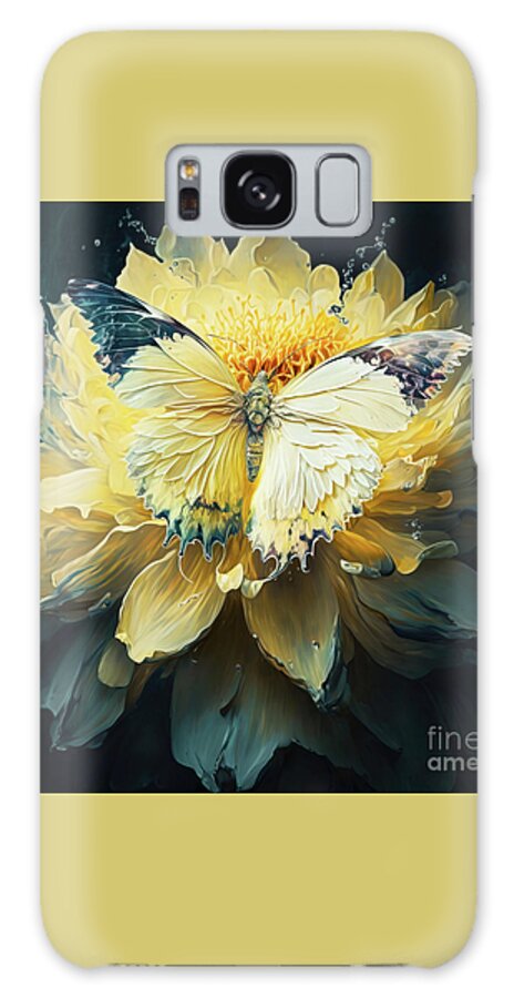 Yellow Butterfly Galaxy Case featuring the painting Yellow Butterfly Delight by Tina LeCour