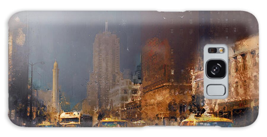 Yellow Galaxy Case featuring the painting Yellow Cabs 1960s Chicago by Glenn Galen