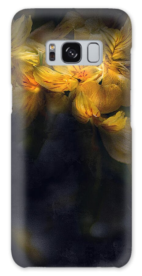 Yellow Flower Galaxy Case featuring the digital art Yellow Flowers Painted On Black by Cordia Murphy
