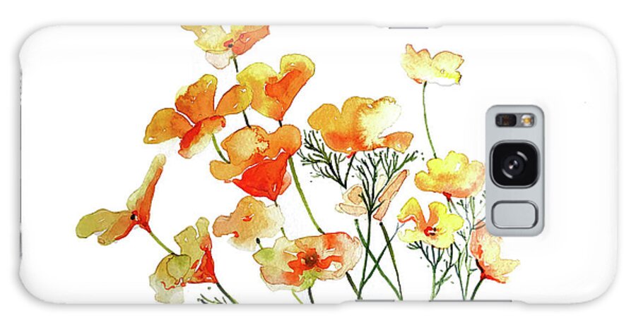 Nature Galaxy Case featuring the painting Yellow Poppies by Luisa Millicent