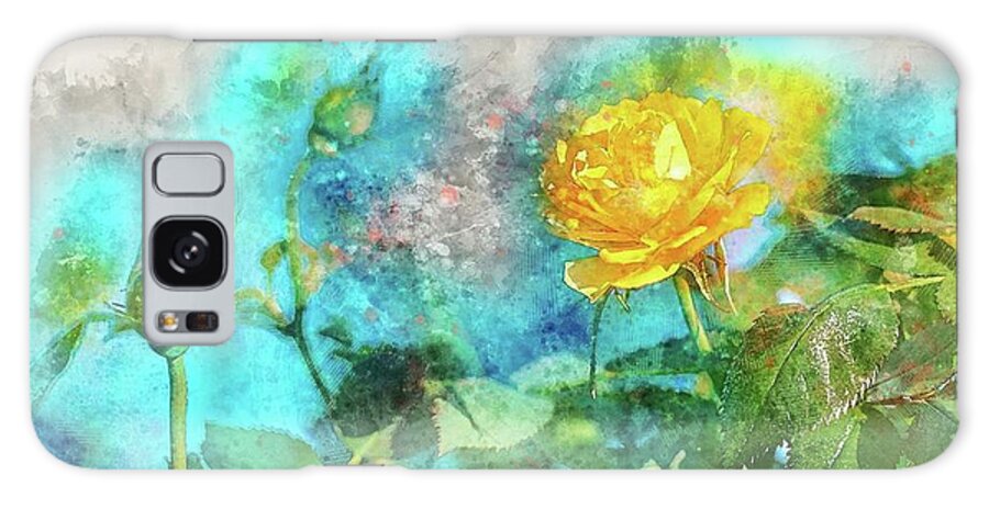 Rose Galaxy Case featuring the painting Yellow Rose by Teresa Trotter