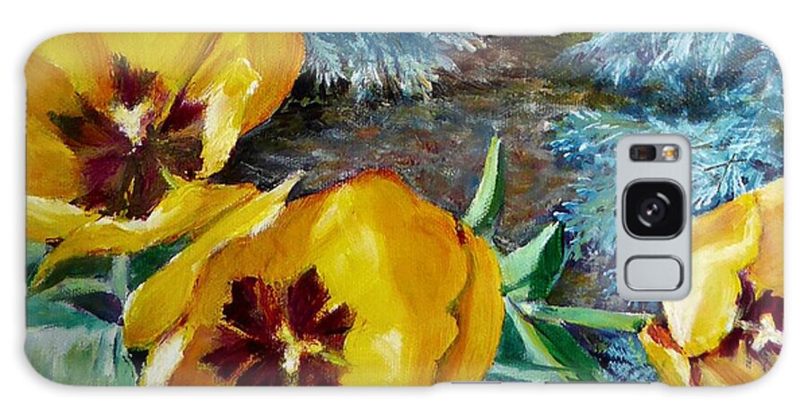 Yellow Galaxy Case featuring the painting Yellow Tulips by Merana Cadorette