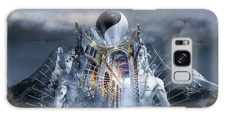 Surreal Galaxy Case featuring the digital art Yin and Yang Sanctuary or Pass to Inner Peace by George Grie