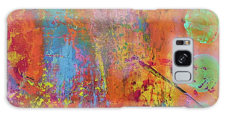 Bright Galaxy Case featuring the painting YOSEMITE Abstract Painting Red Orange Yellow Blue Green Pink by Lynnie Lang