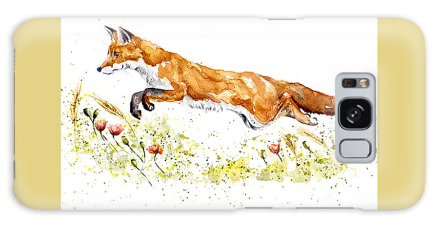 Fox Galaxy Case featuring the painting Young Fox Leaping by Debra Hall