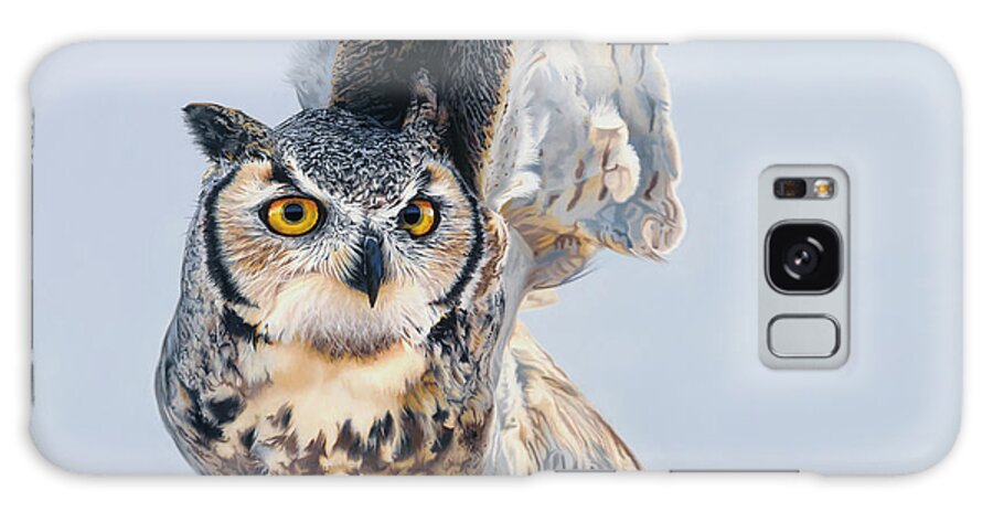 Nikita Coulombe Galaxy Case featuring the painting Your Time Will Come - Great Horned Owl by Nikita Coulombe
