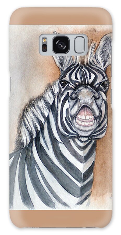 Zebra Galaxy Case featuring the painting Zebra saying Cheese by Kelly Mills