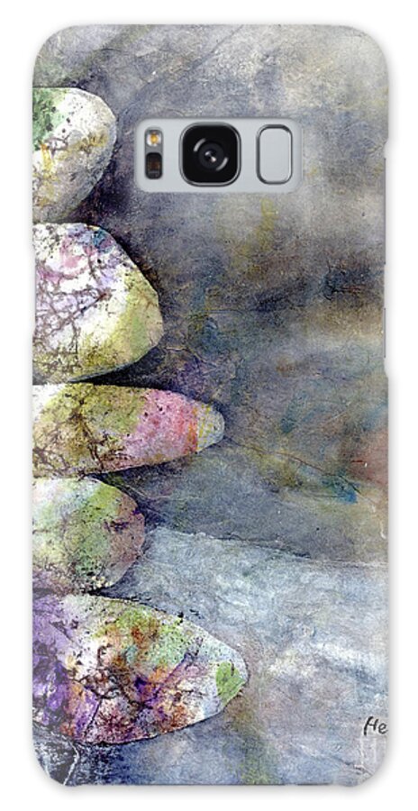 Cairn Galaxy Case featuring the painting Zen Balance-White by Hailey E Herrera