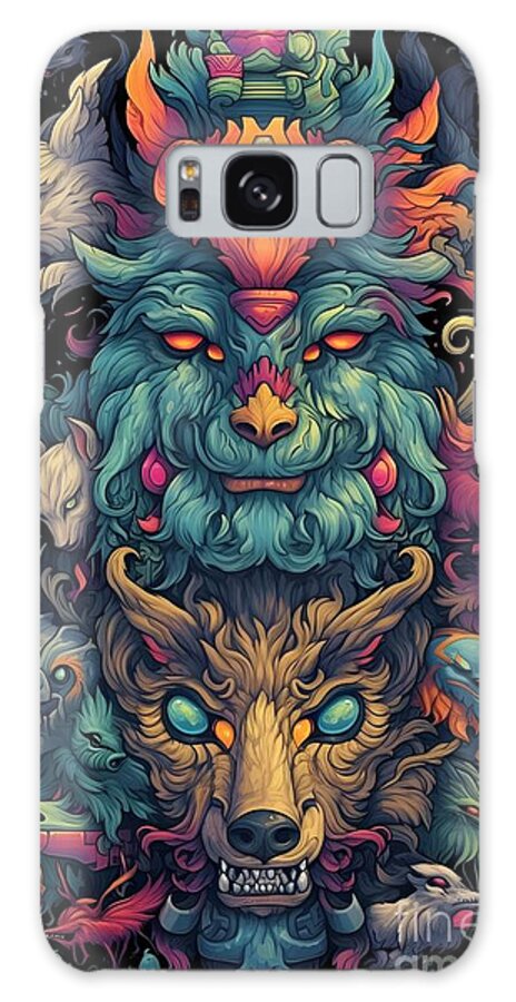Zoomorphic Galaxy Case featuring the digital art Zoomorphic Beasts - Wolverines by Peter Awax