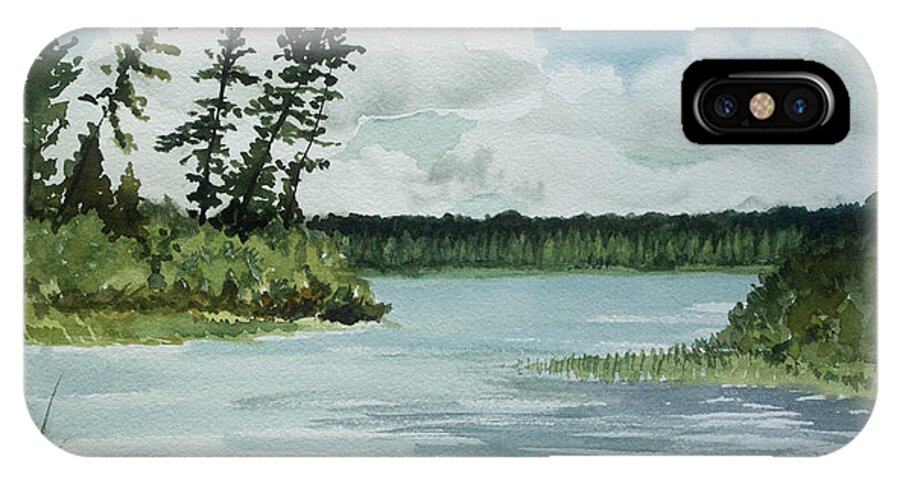 This Is A Plein Air (painted On Site) Watercolor Of Allequash Lake In Northern Wisconsin iPhone X Case featuring the painting Allequash Lake by Helen Klebesadel