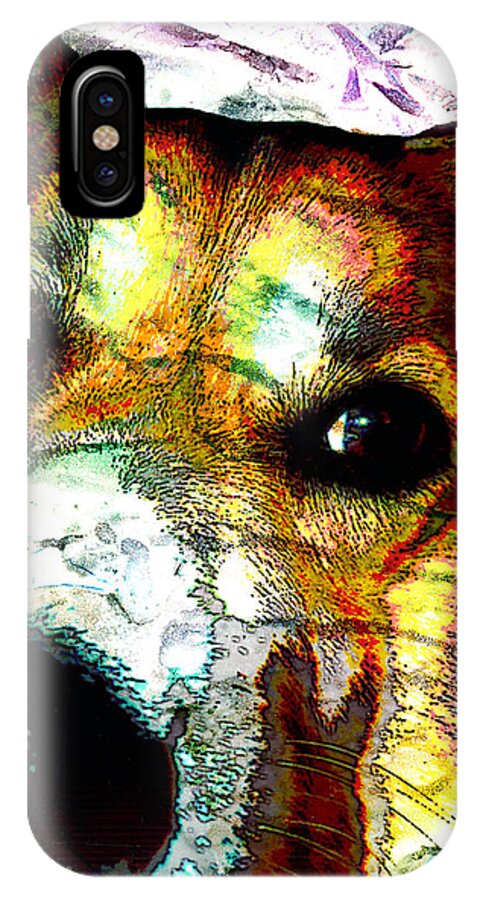 Pet Portrait iPhone X Case featuring the mixed media Pembroke Welsh Corgi by Alene Sirott-Cope
