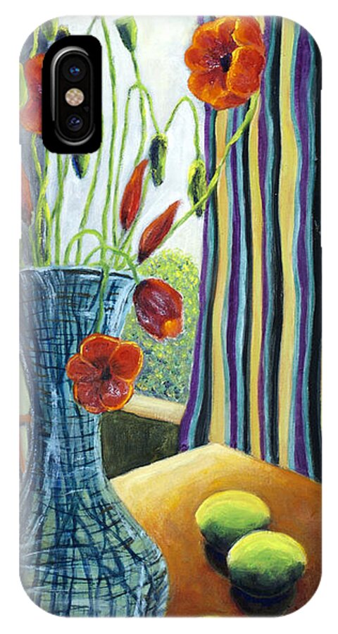 Still Life iPhone X Case featuring the painting 01295 Poppies and Limes by AnneKarin Glass