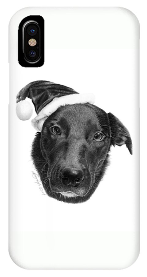 Laborador Border Collie iPhone X Case featuring the drawing 039 - 2014 Emmie Christmas by Abbey Noelle