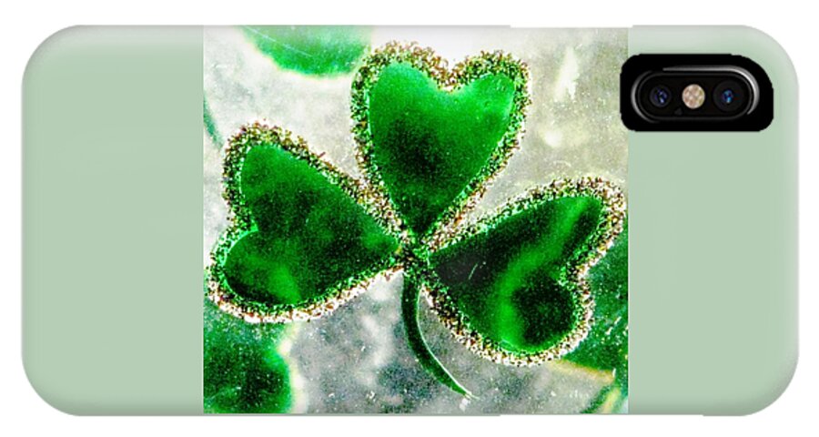Shamrocks iPhone X Case featuring the photograph A Shamrock on Ice by Angela Davies