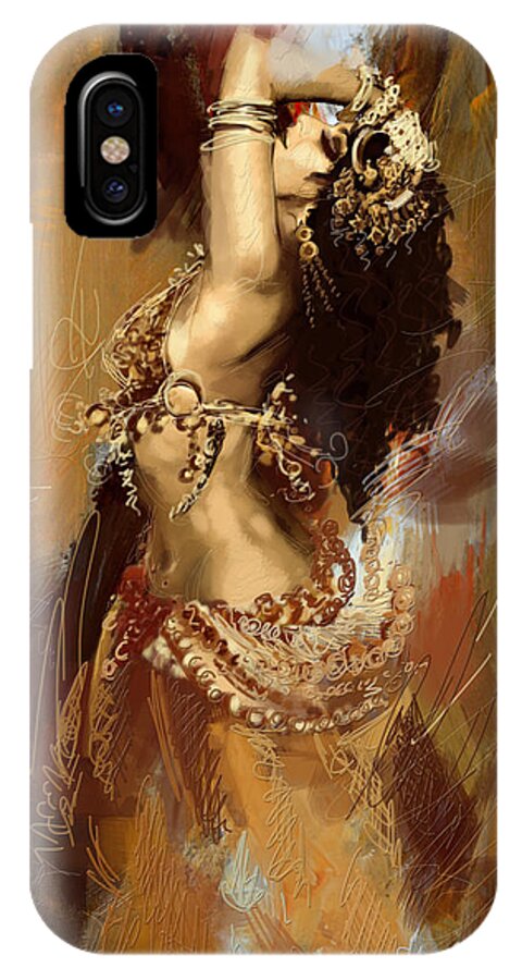 Belly Dance Art iPhone X Case featuring the painting Abstract Belly Dancer 17 by Corporate Art Task Force