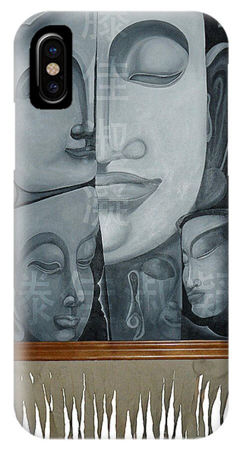 Traditional Painting iPhone X Case featuring the painting Buddish facial reactions by Fei A