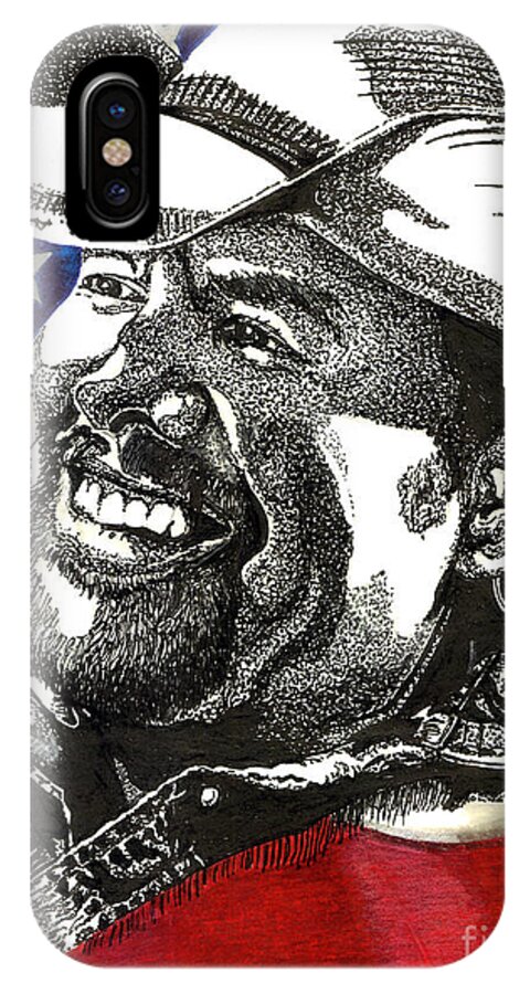 Toby Keith iPhone X Case featuring the drawing Courtesy of The Red White and Blue by Cory Still