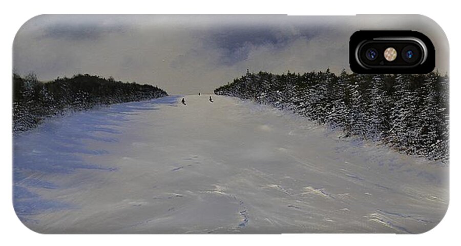 Ski iPhone X Case featuring the painting Drifter #1 by Ken Ahlering