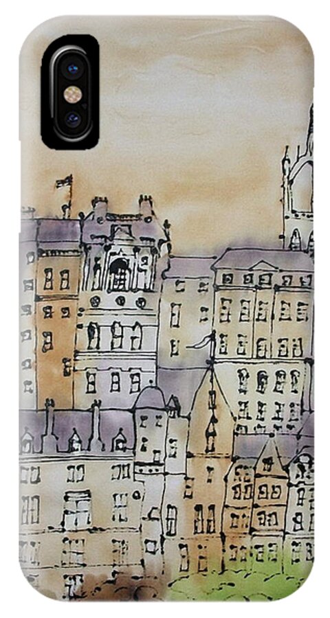 Edinburgh iPhone X Case featuring the painting Edinburgh Scotland #1 by Hazel Millington