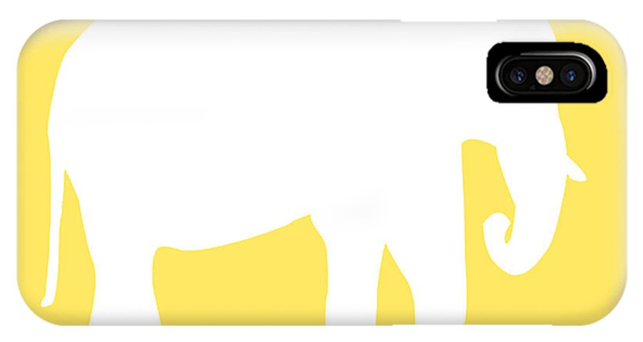 Graphic Art iPhone X Case featuring the digital art Elephant in Yellow and White #1 by Jackie Farnsworth