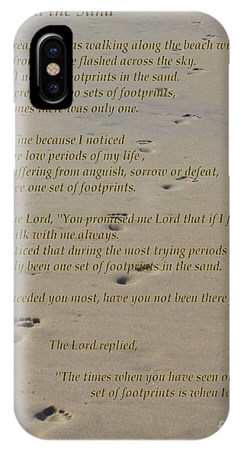 Religious iPhone X Case featuring the photograph Footprints in the Sand Poem #2 by Bob Sample