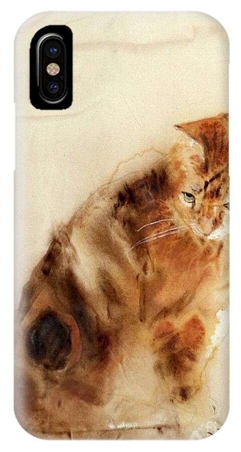 Cat iPhone X Case featuring the painting George #1 by Hazel Millington