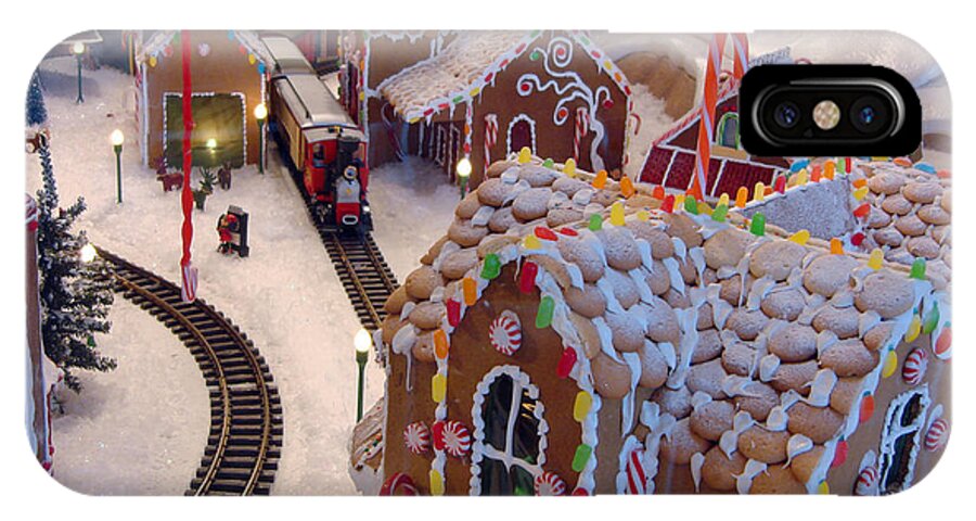 Gingerbread iPhone X Case featuring the photograph Gingerbread House Miniature Train #1 by Ellen Tully