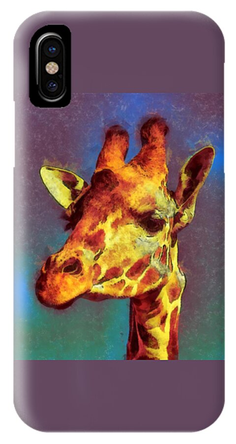 Giraffe iPhone X Case featuring the digital art Giraffe Abstract #2 by Ernest Echols