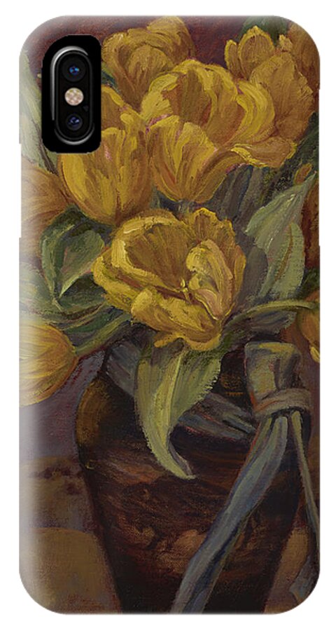Flowers iPhone X Case featuring the painting Yellow Tulips- and Buffalo Dreams by Jane Thorpe