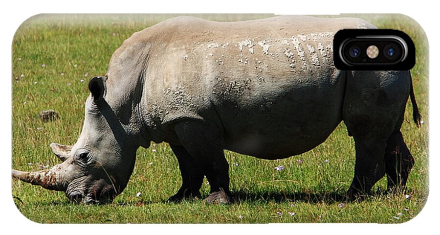 Rhinoceros iPhone X Case featuring the photograph Lake Nakuru White Rhinoceros #1 by Aidan Moran