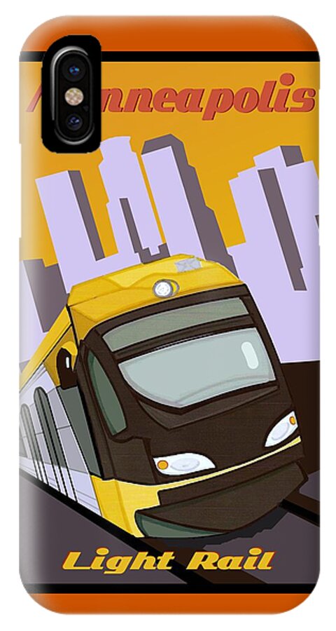 Light Rail iPhone X Case featuring the painting Minneapolis Light Rail Travel Poster by Jude Labuszewski