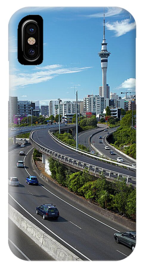 Auckland iPhone X Case featuring the photograph Motorways And Skytower, Auckland, North #1 by David Wall