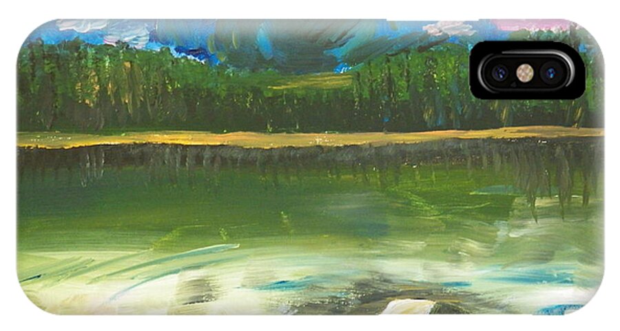 Mountain iPhone X Case featuring the painting ptg. Mountain View by Judy Via-Wolff
