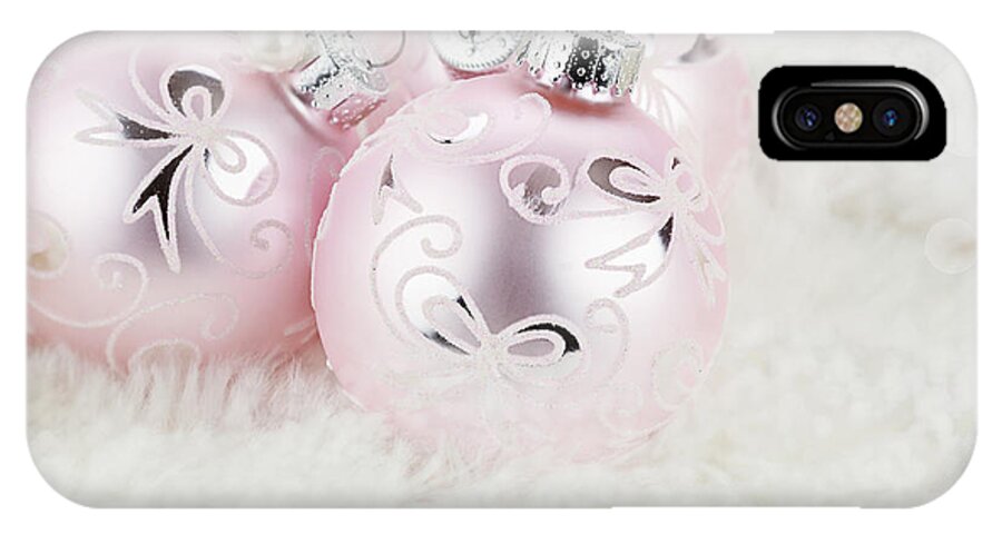 Christmas Ornament iPhone X Case featuring the photograph Pink Ornaments #1 by Stephanie Frey