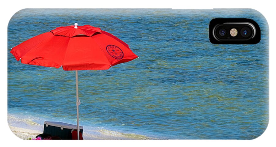 Beach iPhone X Case featuring the photograph Red Umbrella by Terry Ann Morris