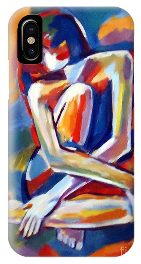 Art iPhone X Case featuring the painting Seated Figure by Helena Wierzbicki