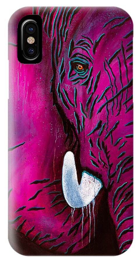 Elephant iPhone X Case featuring the painting Seeing Pink Elephants by Dede Koll