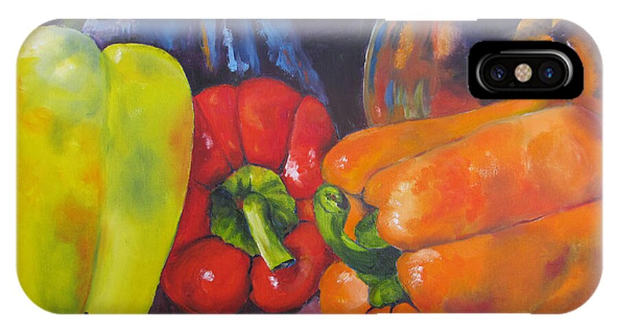Still Life iPhone X Case featuring the painting Shades of Peppers by Lisa Boyd