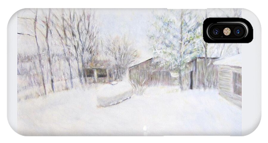 Impressionism iPhone X Case featuring the painting Snowy February Day by Glenda Crigger