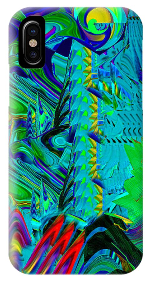 Abstract Vivid Colors iPhone X Case featuring the digital art Sunset Blue #1 by Phillip Mossbarger