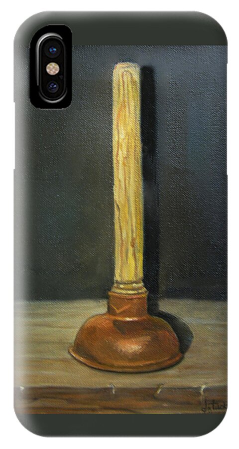 Toilet Plunger iPhone X Case featuring the painting The Lone Plunger by Donna Tucker