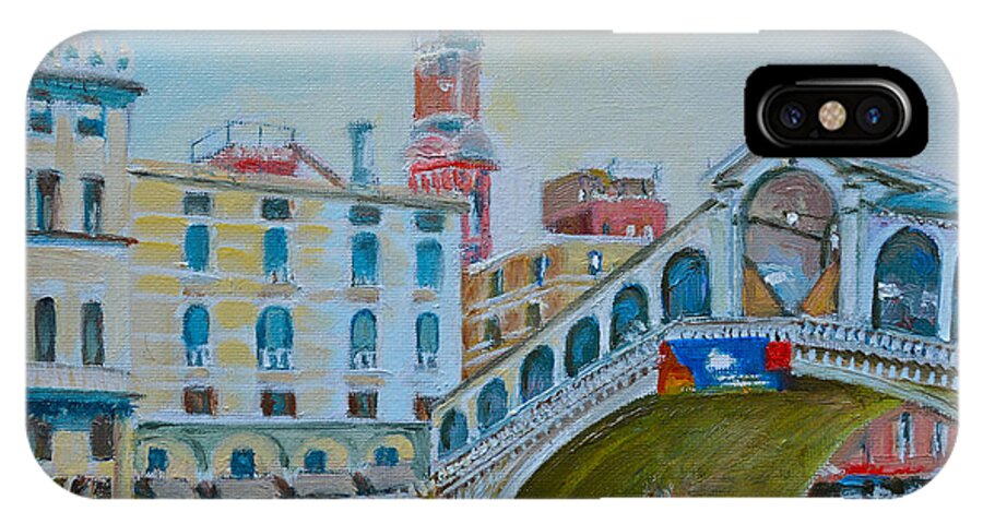 Italy iPhone X Case featuring the painting The Rialto Bridge over the Grand Canal in Venice Italy #1 by Dai Wynn