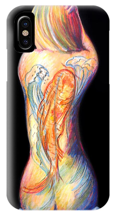 Woman iPhone X Case featuring the painting The Koi Tattoo by Frank Botello