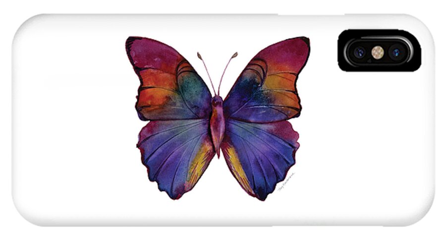 Red iPhone X Case featuring the painting 13 Narcissus Butterfly by Amy Kirkpatrick