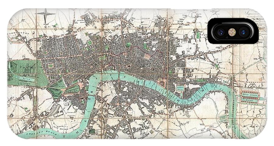  An Extraordinary First Edition Example Of Edward Mogg's Important 1806 Case Map Of London iPhone X Case featuring the photograph 1806 Mogg Pocket or Case Map of London by Paul Fearn