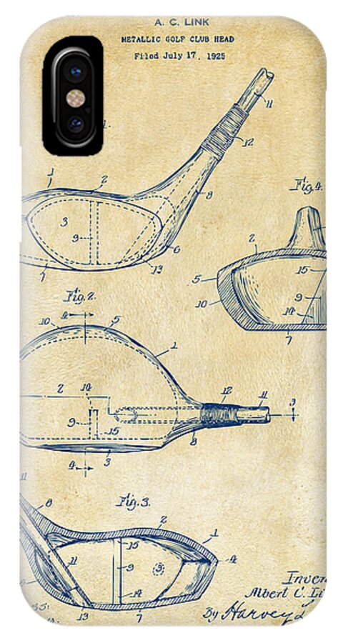 Golf iPhone X Case featuring the digital art 1926 Golf Club Patent Artwork - Vintage by Nikki Marie Smith