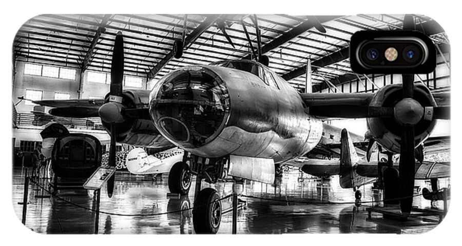 Monochrome iPhone X Case featuring the photograph 1940 Martin B-26 Marauder in HDR by Michael White