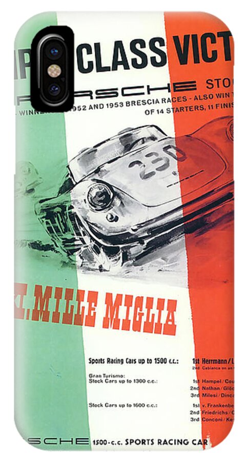 1954 Xxi Mille Miglia iPhone X Case featuring the digital art 1954 XXI Mille Miglia by Georgia Clare