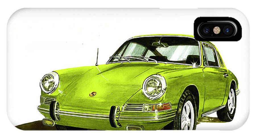 Watercolor Painting Of 1967 Porsche 911 Sportscar iPhone X Case featuring the painting 1967 Porsche 911 by Jack Pumphrey